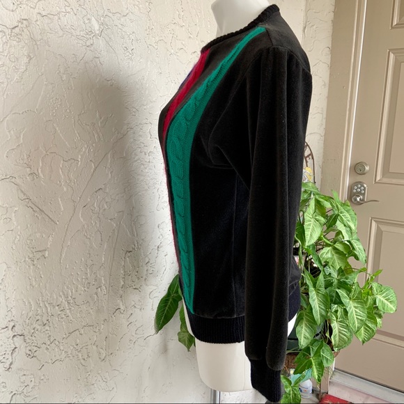 VTG 60s Velour & Cable Knit Pullover Sweater - Picture 7 of 9